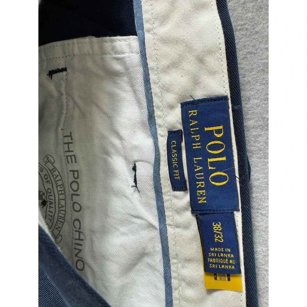 Polo Ralph Lauren Chino Pants Mens 38x32 Navy Blue Premium Classic Straight Leg
